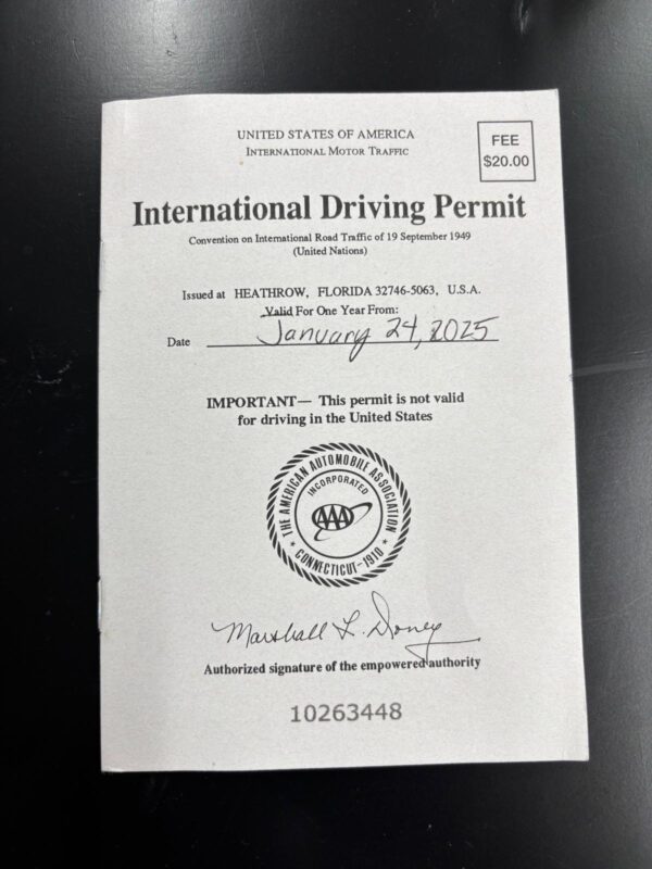 AAA-issued International Driving Permit from the United States of America, valid for driving in Japan under the 1949 Geneva Convention – Kartzilla Go Kart