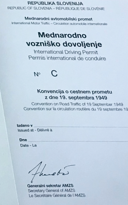International Driving Permit from Slovenia, valid for driving in Japan under the 1949 Geneva Convention – Kartzilla Go Kart